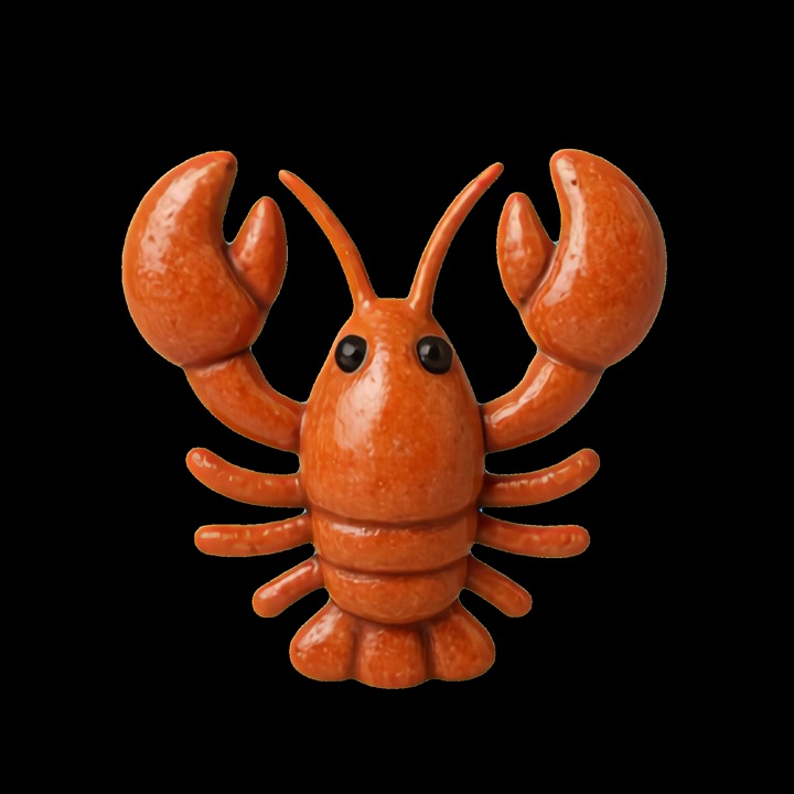 Sød tegneserie-orange hummer på sort baggrund