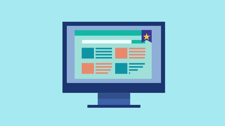 Animated Computer Monitor Displaying Web Interface