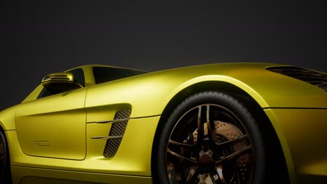 luxury sport car in dark studio with bright lights