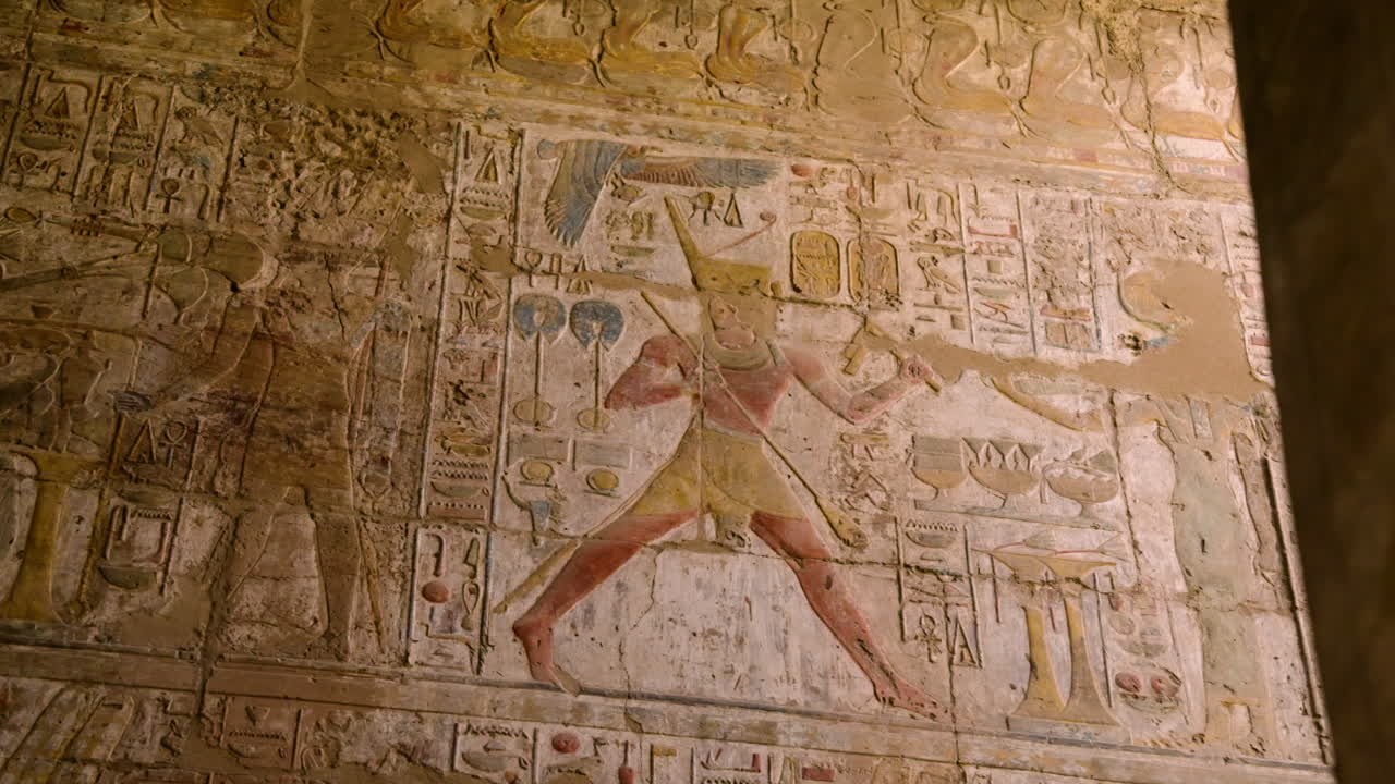 The Carved Reliefs Adorning the Walls of the Luxor Temple in Luxor, Egypt - Close Up