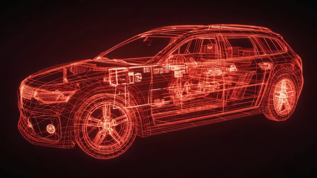 Modello 3D wireframe di un'auto