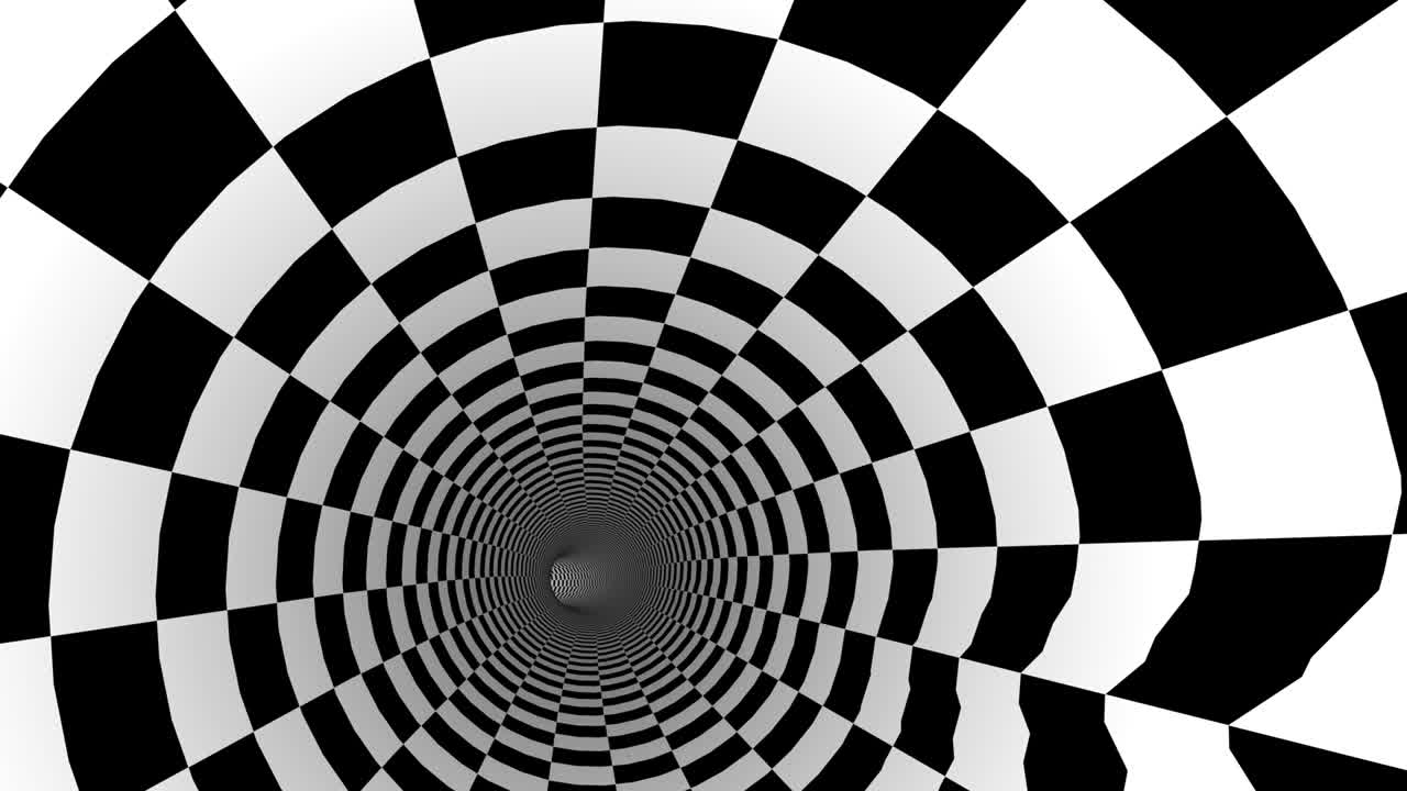 체스보드 터널 3d 스타일의 미래의 건축 배경이 원활한 4k 루프를 할 수 있습니다.