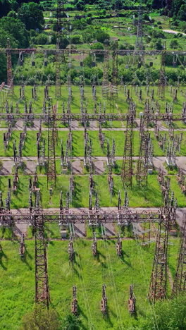electrical power plant. high voltage lines of electrical distribution stations