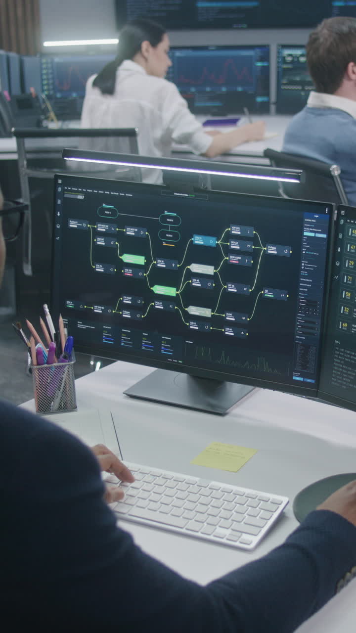 equipo de análisis de datos en una oficina moderna