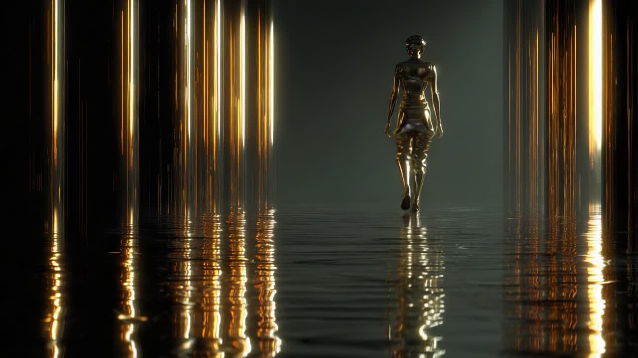 Golden Woman Walking on Water