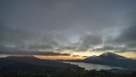 sunrise over a volcanic landscape in bali