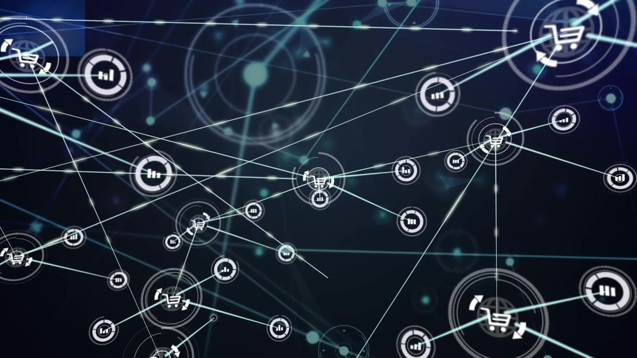 Digital Network of E-commerce Icons and Data Analytics