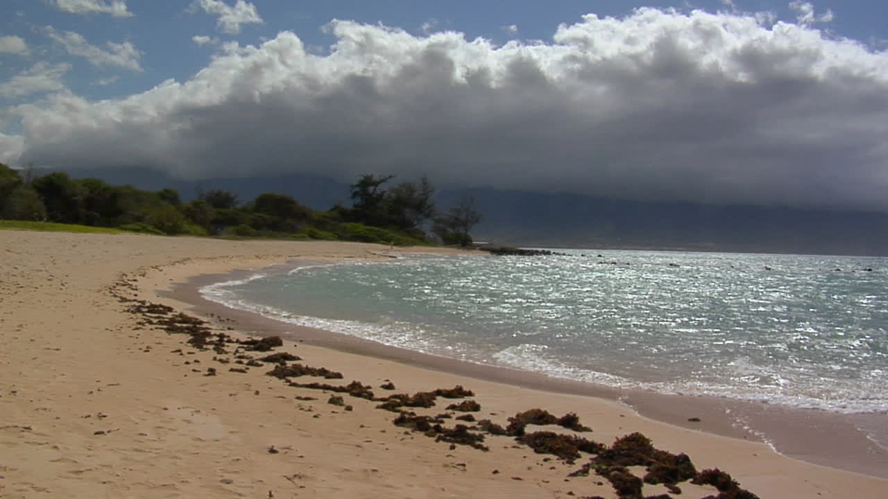 las olas llegan a una playa de arena blanca en hawaii