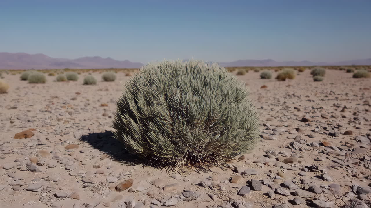 Desert Landscape with a Ball-shaped Plant