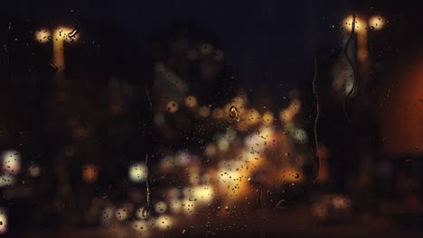 falling rain drops on window surface.