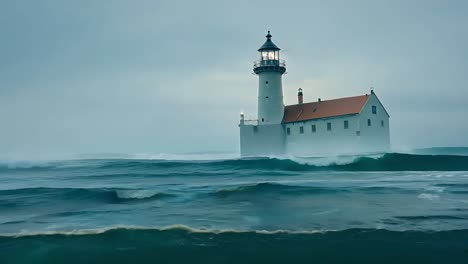 lighthouse in a stormy sea