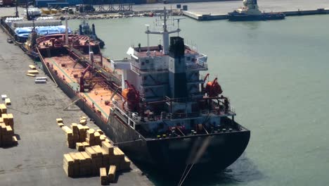 commercial ship moored in taino bay, puerto plata, dominican republic