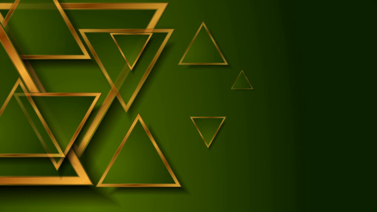 зеленые и бронзовые блестящие треугольники абстрактные технические движения фона