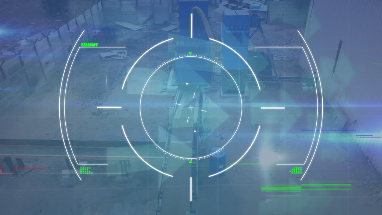 Animation of viewfinder with glitch over graphs and connections