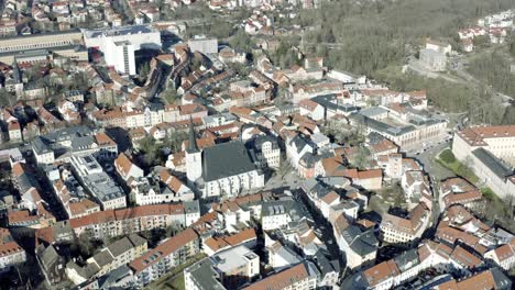 Drone-Aerial-footage-of-Weimar-on-a-sunny-spring-day