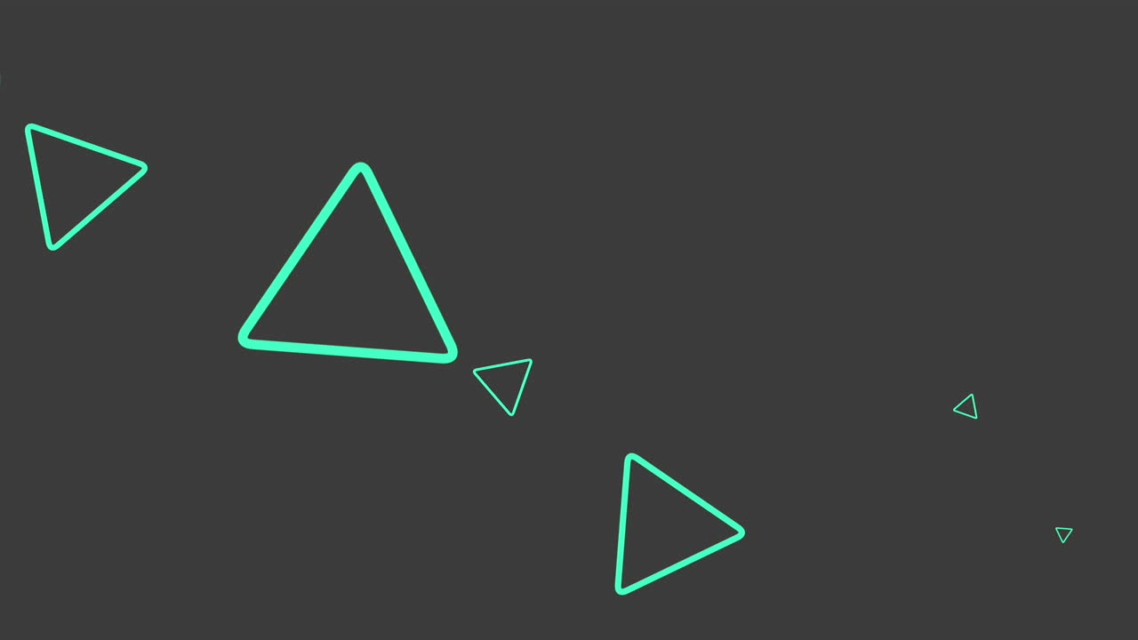 Flying neon green geometric triangles on black gradient