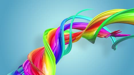 fantásticas y hermosas cintas de color arco iris retorcidas y dobladas, colorido fondo creativo con animación suave y suave de líneas y gradientes de color en 4k.