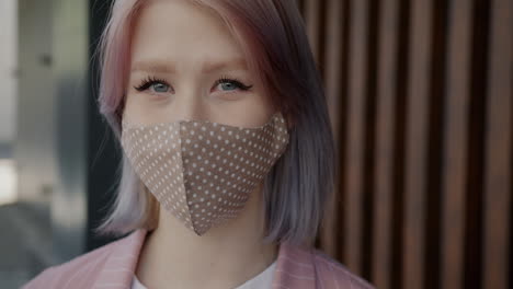 woman wearing face mask outdoors
