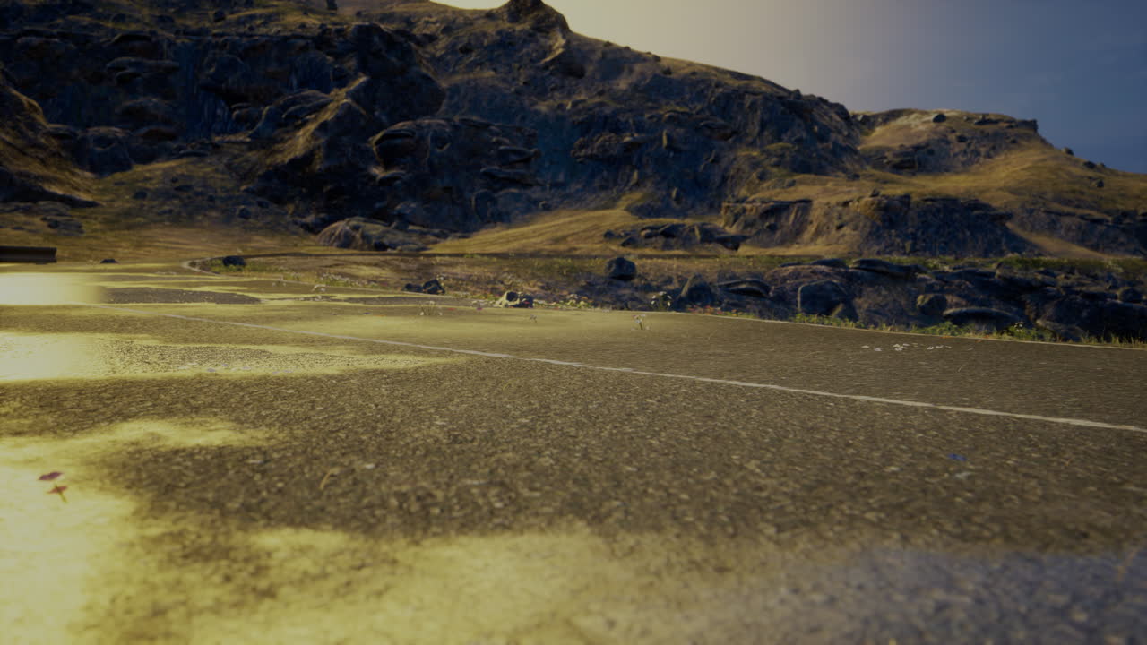 해가 지는 그레이트 오션 로드의 공중 전망