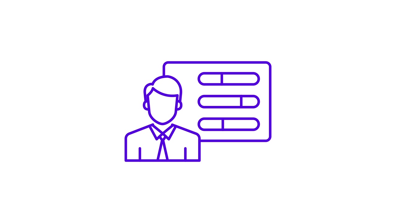 Animated Icon of Businessman Controlling Settings with Sliders