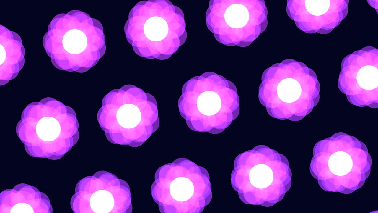 A mesmerizing display of floating purple circles on a dark backdrop forms a symmetrical and intriguing pattern, creating an illusion of weightless levitation