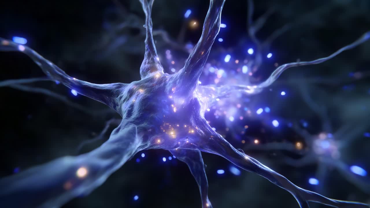 Captivating Neural Connections: A Close-Up Exploration of Neurons and Their Intricate Signaling Mechanisms in a Vivid Digital Visualization