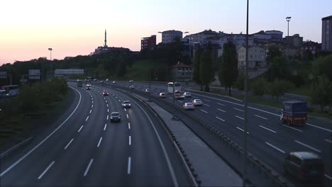 tráfico vial nocturno de lapso de tiempo