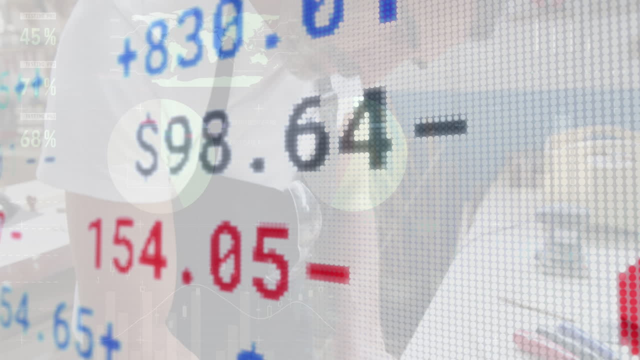 Animation of stock market over diverse people