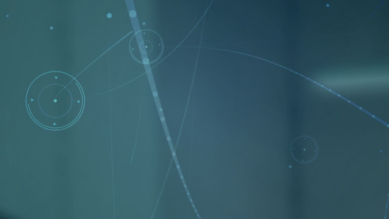 animación de la red de conexiones con puntos brillantes sobre fondo azul