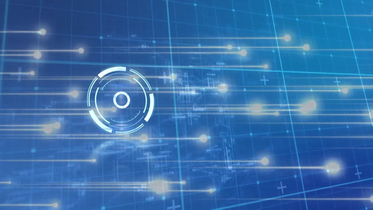 그리드와 파란색 배경 위의 스캔 범위의 애니메이션