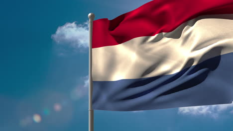 netherlands national flag waving on flagpole