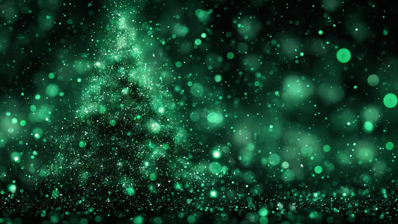 A Sparkling Green Christmas Scene Featuring a Glowing Tree and Enchanting Bokeh Effects for the Holiday Spirit