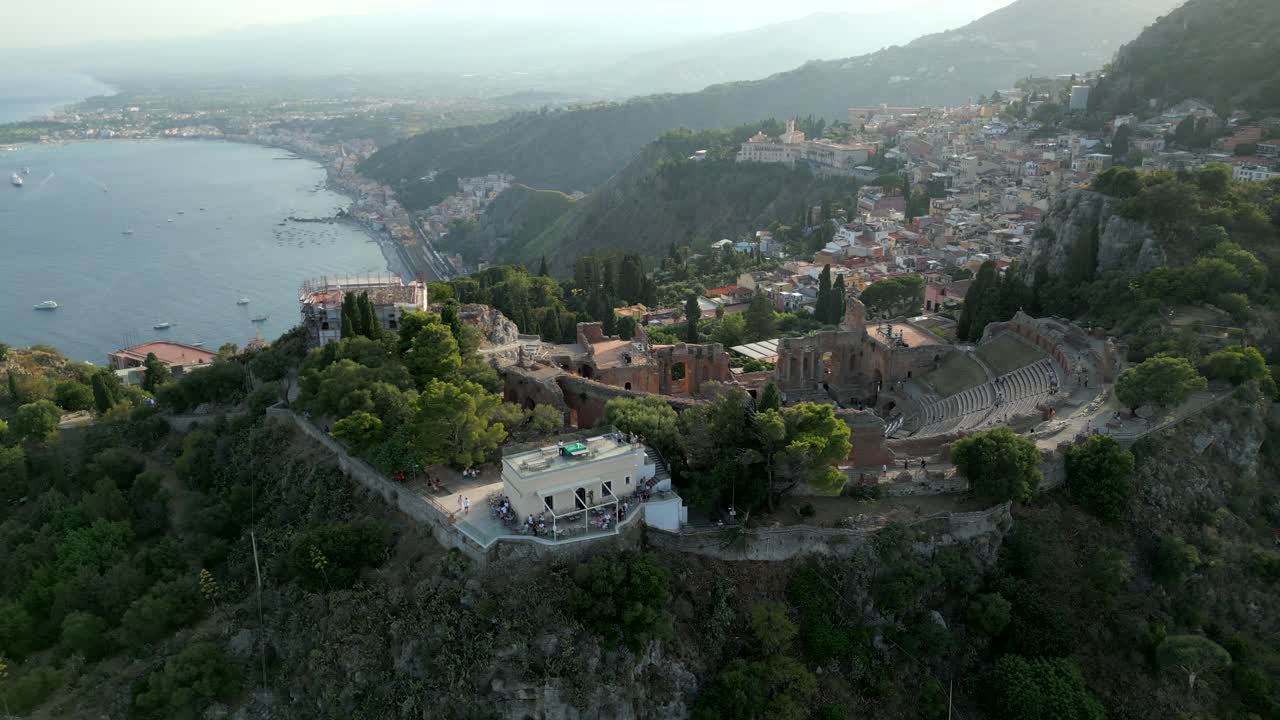 4K Aerial of Sunset in Taormina, Sicily, in July 2025