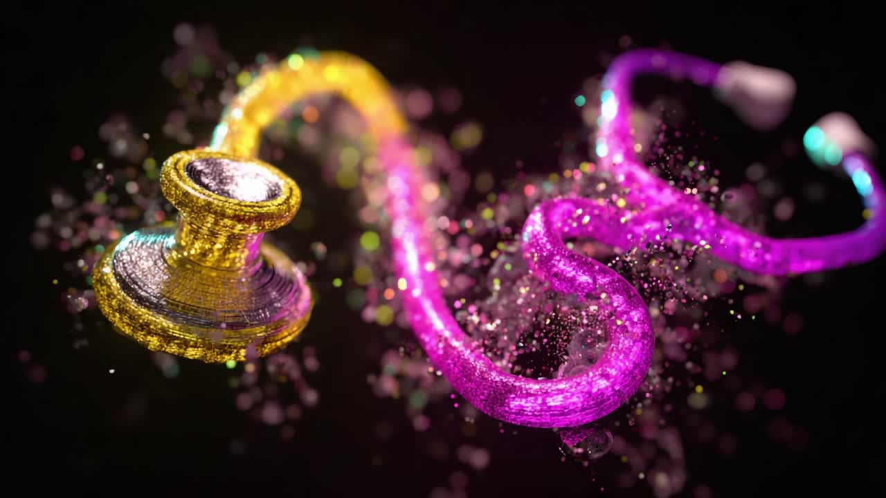 A Vibrantly Colored Stethoscope with Glowing Effects, Capturing the Essence of Healthcare and Medical Practice in a Stunningly Artistic Presentation