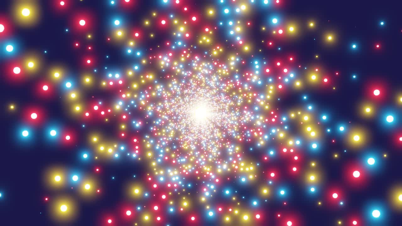 추상적인 다채로운 조명 터널을 날아다니며 없이 회전합니다.