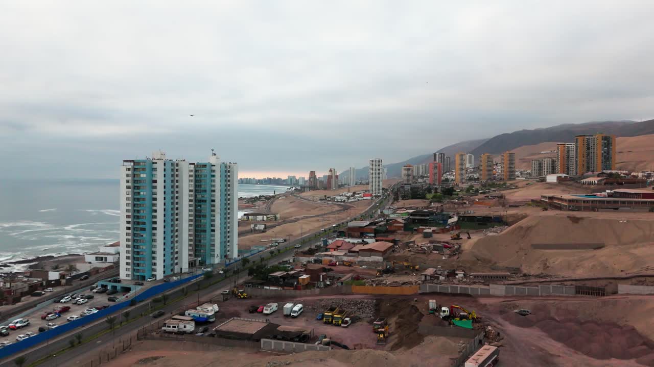 Iquique Chile Tarapaca Mountain Huayquique suburban buildings Sea