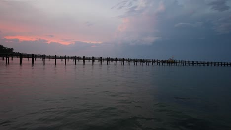 Lightning-on-the-Indian-River-Lagoon-at-Sunset,-Florida