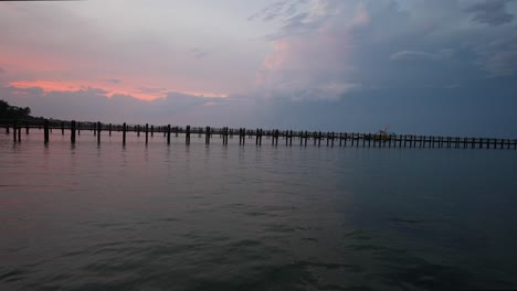 lightning on the indian river lagoon at sunset, florida