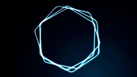 glowing blue neon hexagons video animation