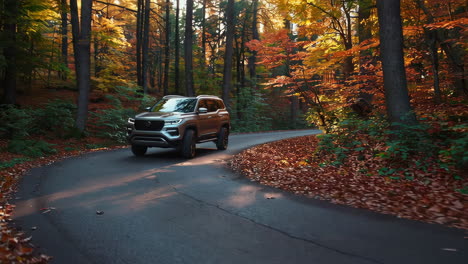 suv in autumn forest