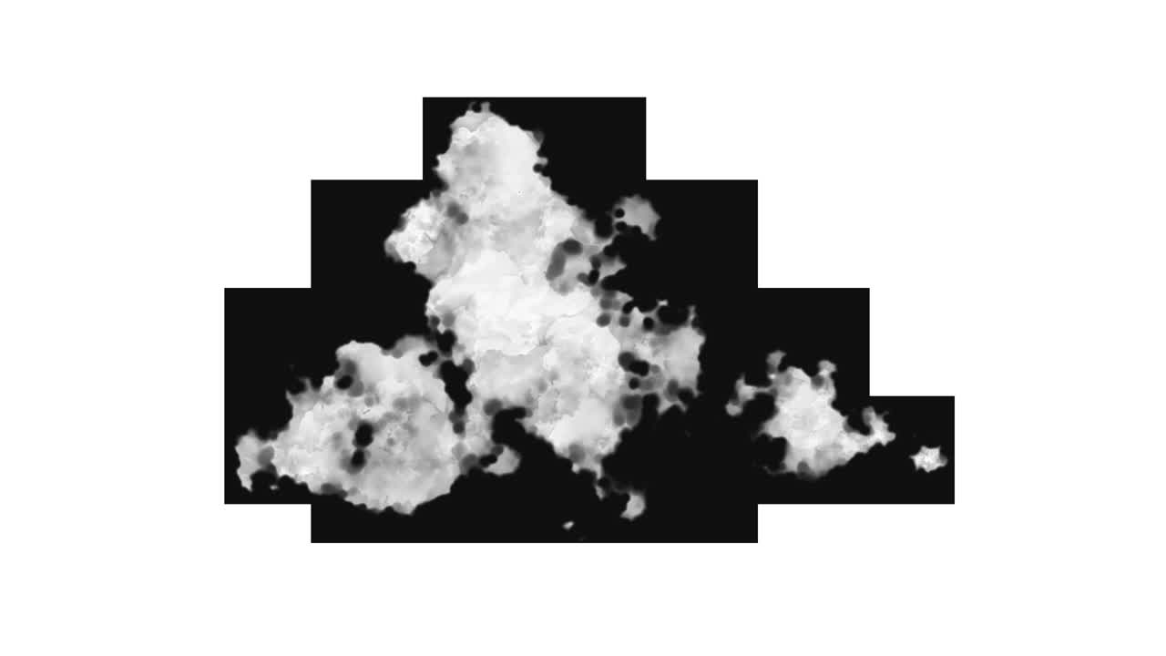Abstract cloud animated overlay, transparent 4K video, alpha channel, ProRes 4444