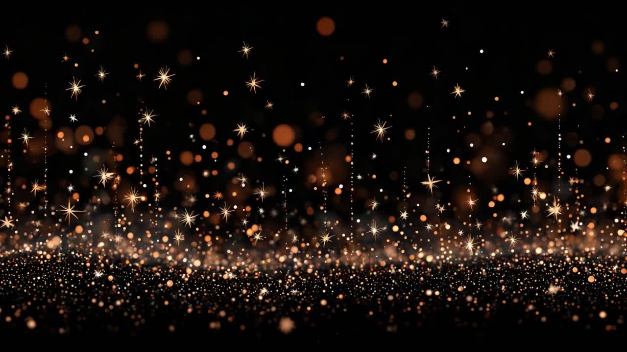 A Mesmerizing Display of Golden and Silver Sparkles Unveiling a Magical Atmosphere Against a Dark Background, Capturing the Beauty of Light and Reflection