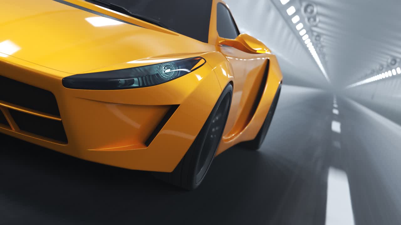 Premium stock video - Futuristic concept sports car racing through a ...
