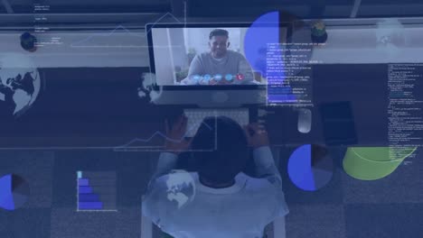 Animación-Del-Procesamiento-De-Datos-Sobre-Diversos-Empresarios-Que-Tienen-Videollamadas