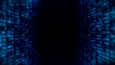 binary code dark blue background. web online streaming with digital technology loop animation. number zero and one. computer network.