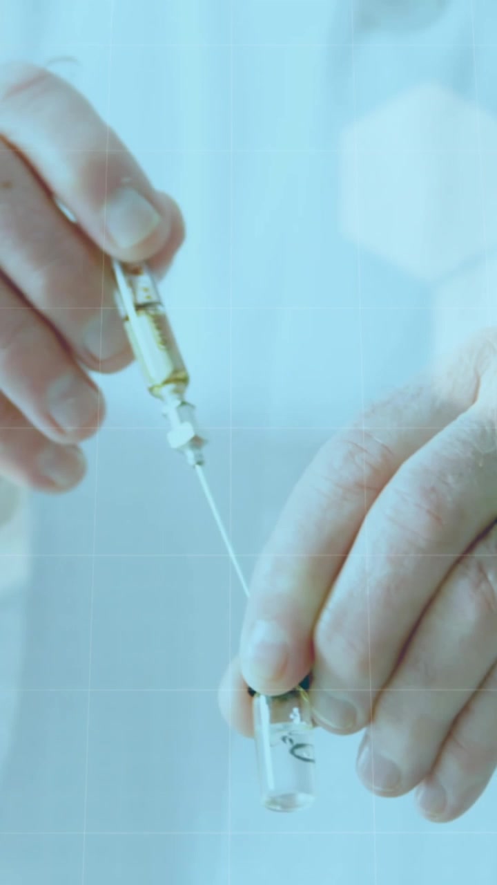 Animation of scientific data processing over caucasian male scientist