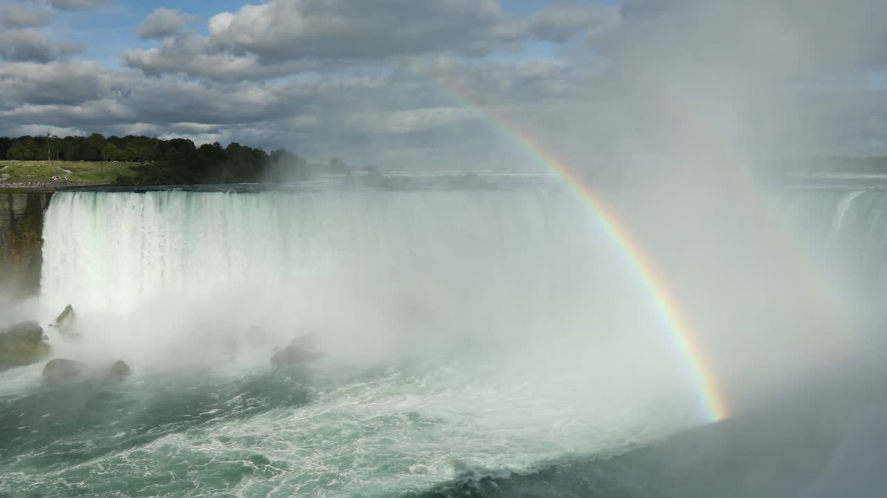 un arco iris se eleva sobre las cataratas del niágara ontario canadá