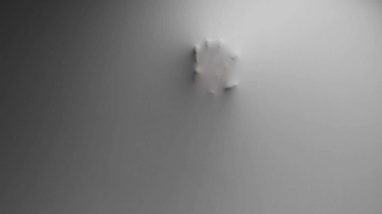 Scary hands silhouettes appear from the white wall