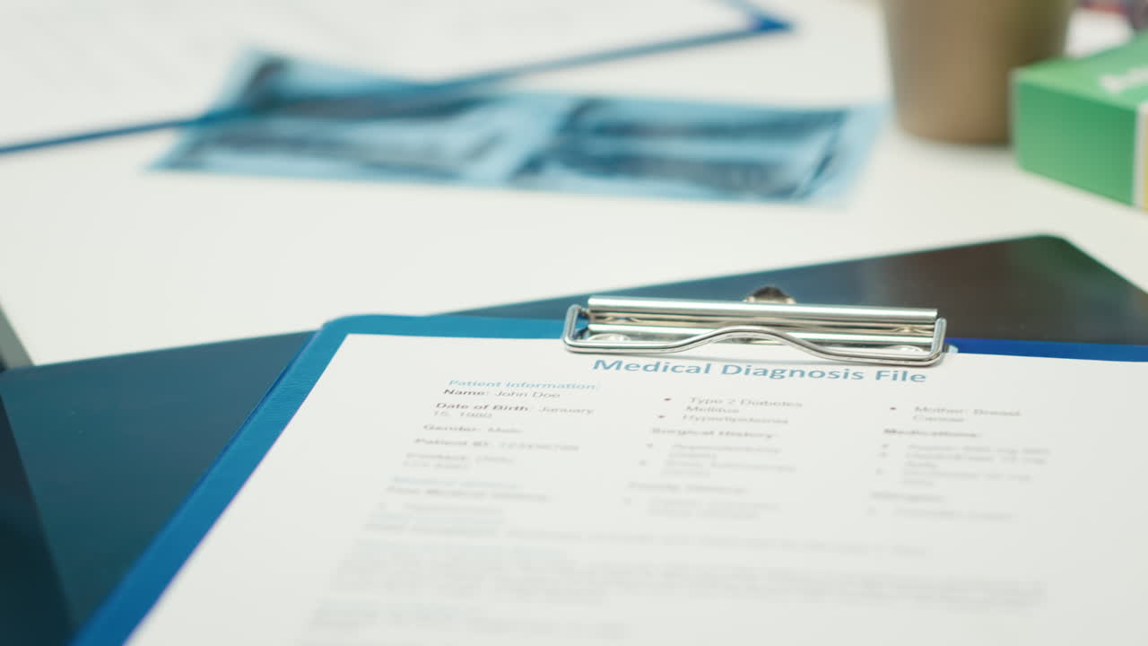 Medical Diagnosis and X-ray on Desk