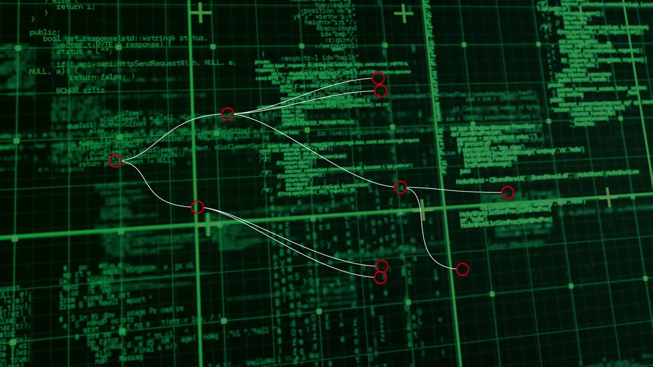 animación del procesamiento de datos sobre un fondo oscuro